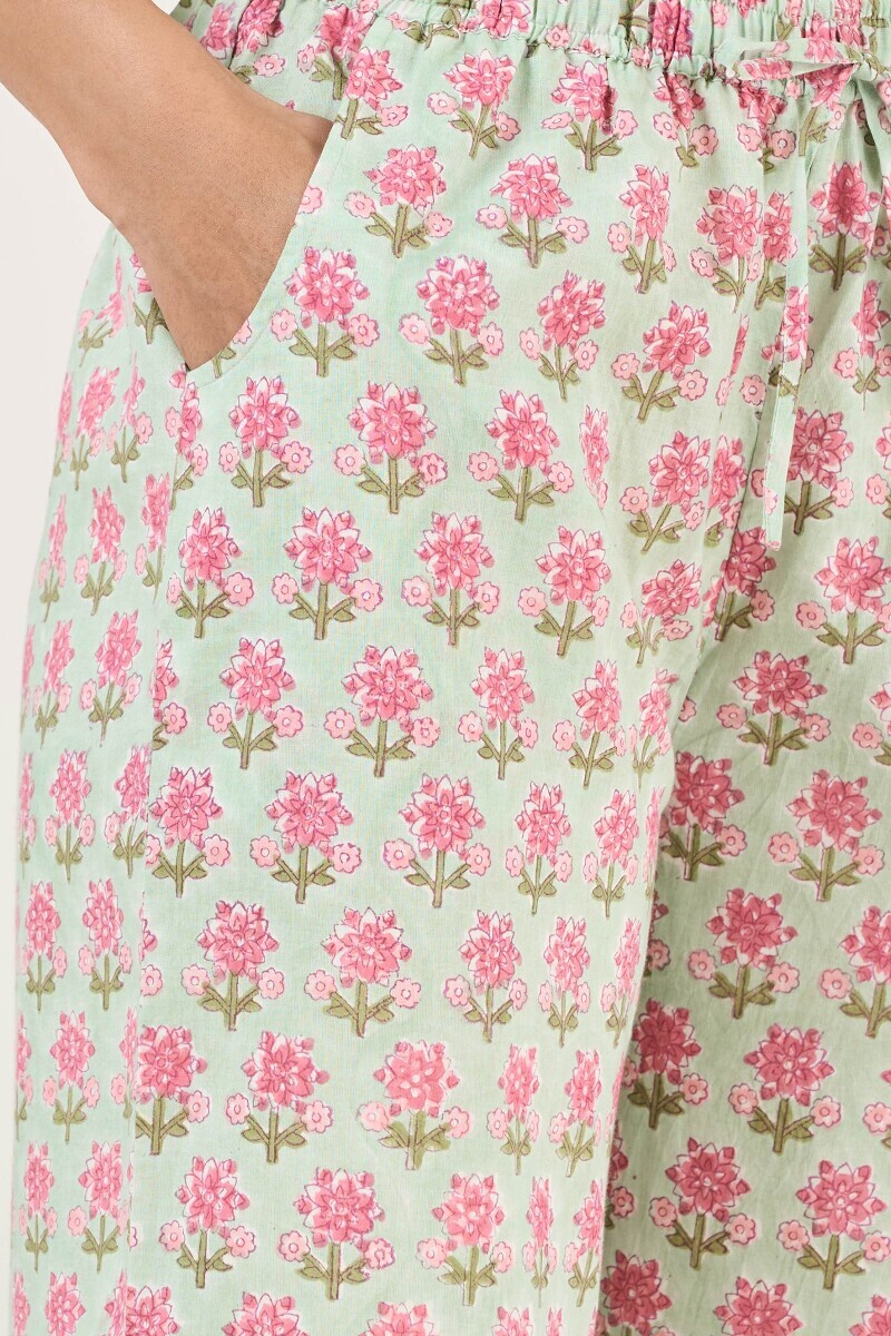 Green Hand Block Printed Cotton Farsi