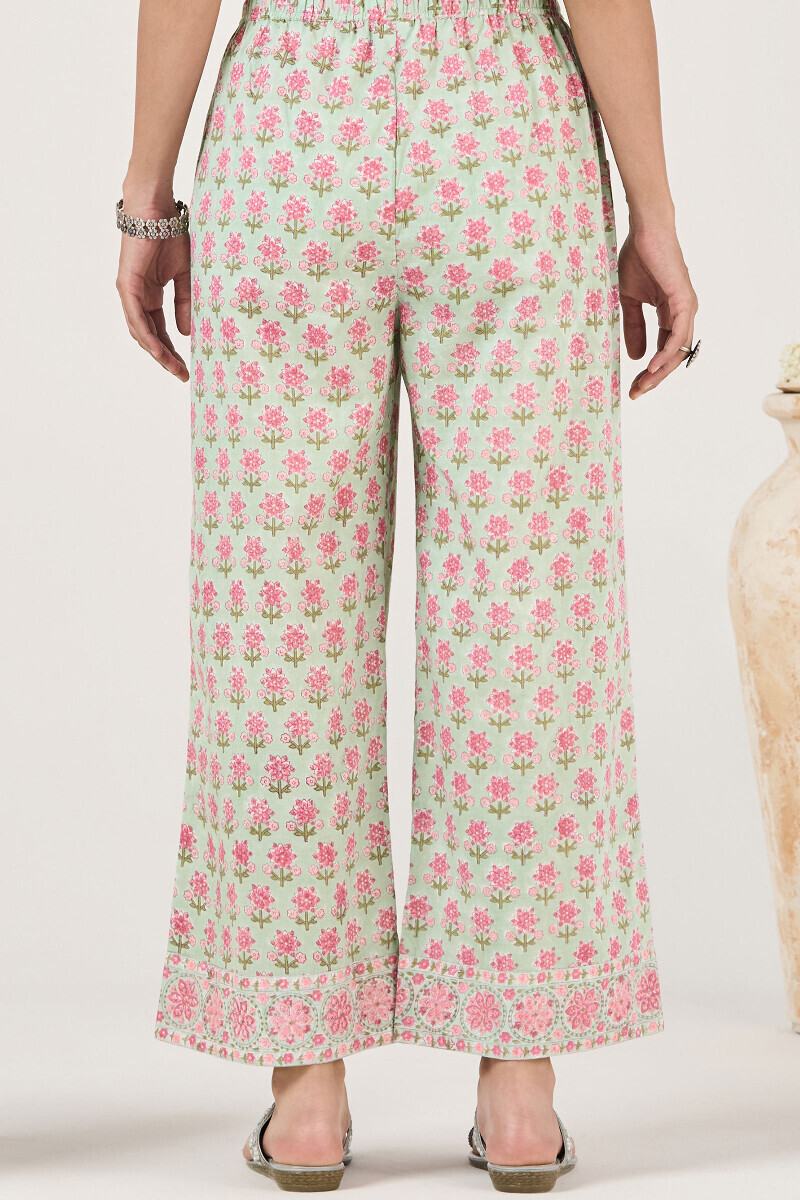 Green Hand Block Printed Cotton Farsi