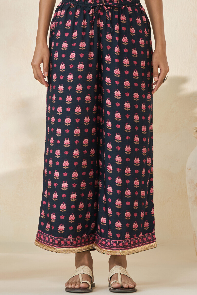 Black Printed Dola Silk Farsi