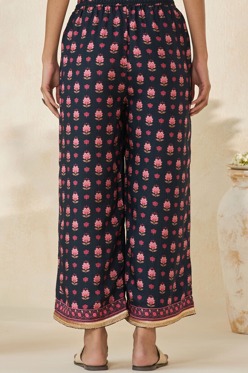 Black Printed Dola Silk Farsi