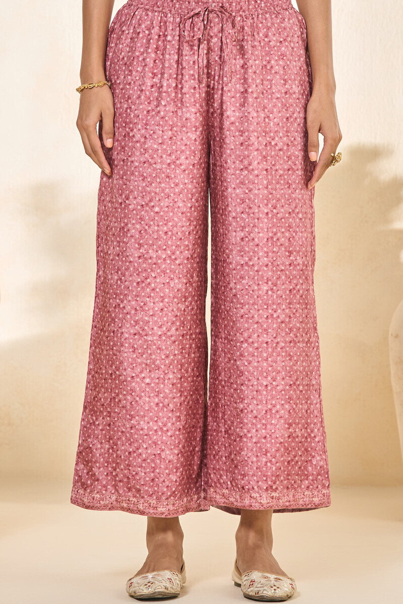 Pink Printed Dola Silk Farsi