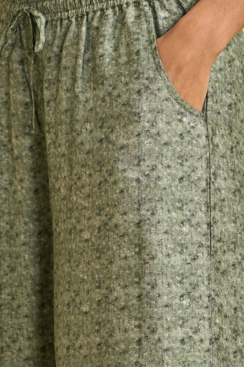 Green Printed Dola Silk Farsi