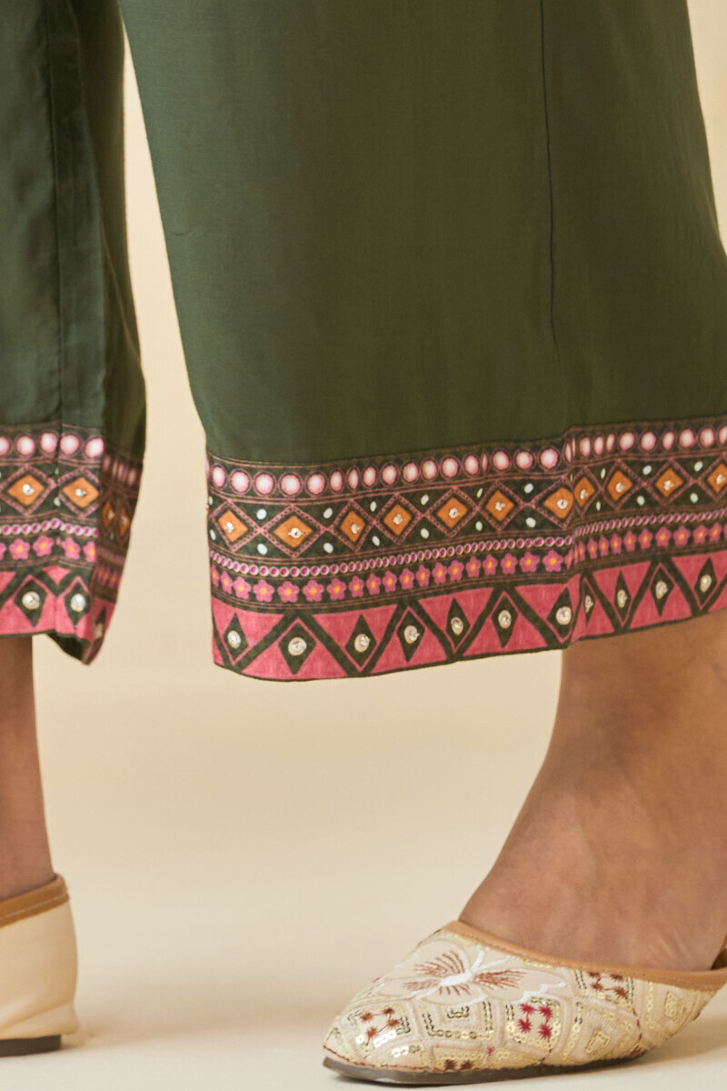 Green Handcrafted Viscose Farsi