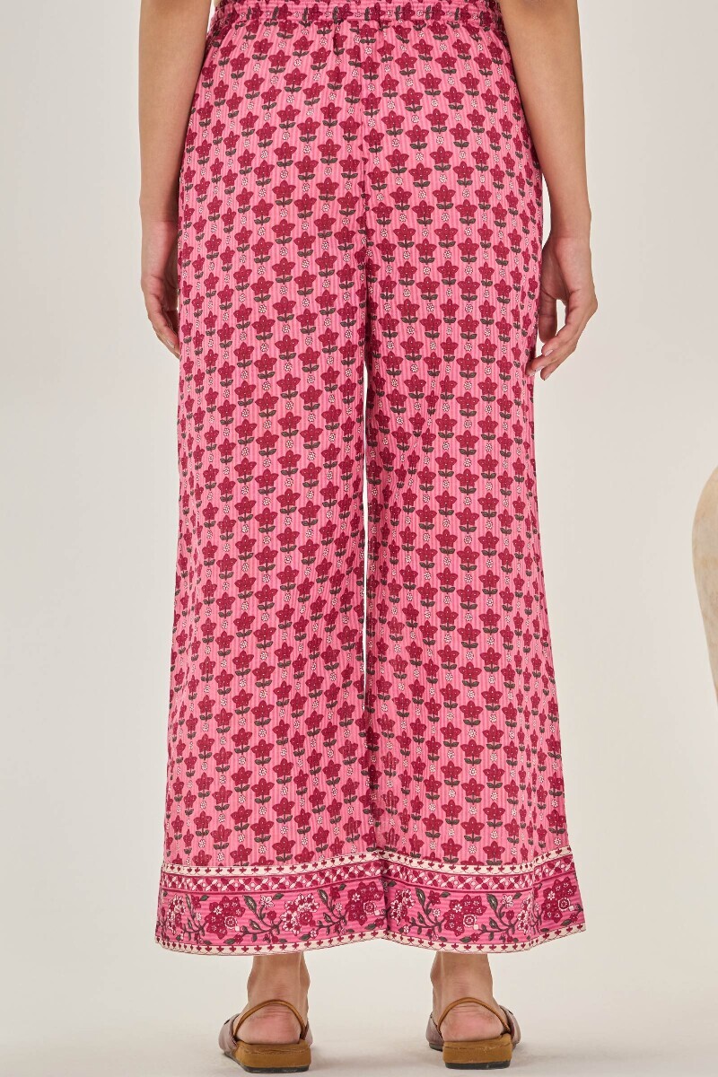 Pink Hand Printed Cotton Dobby Farsi