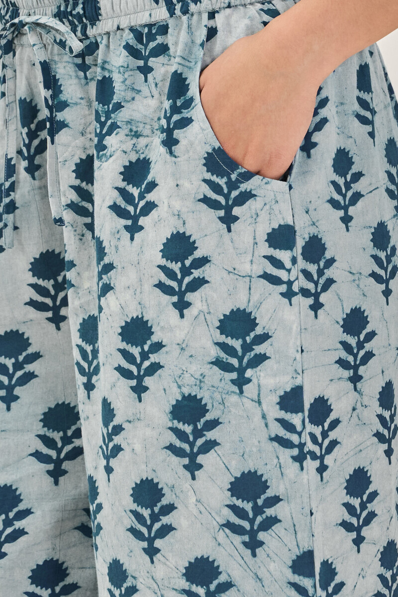 Indigo Hand Block Printed Cotton Farsi