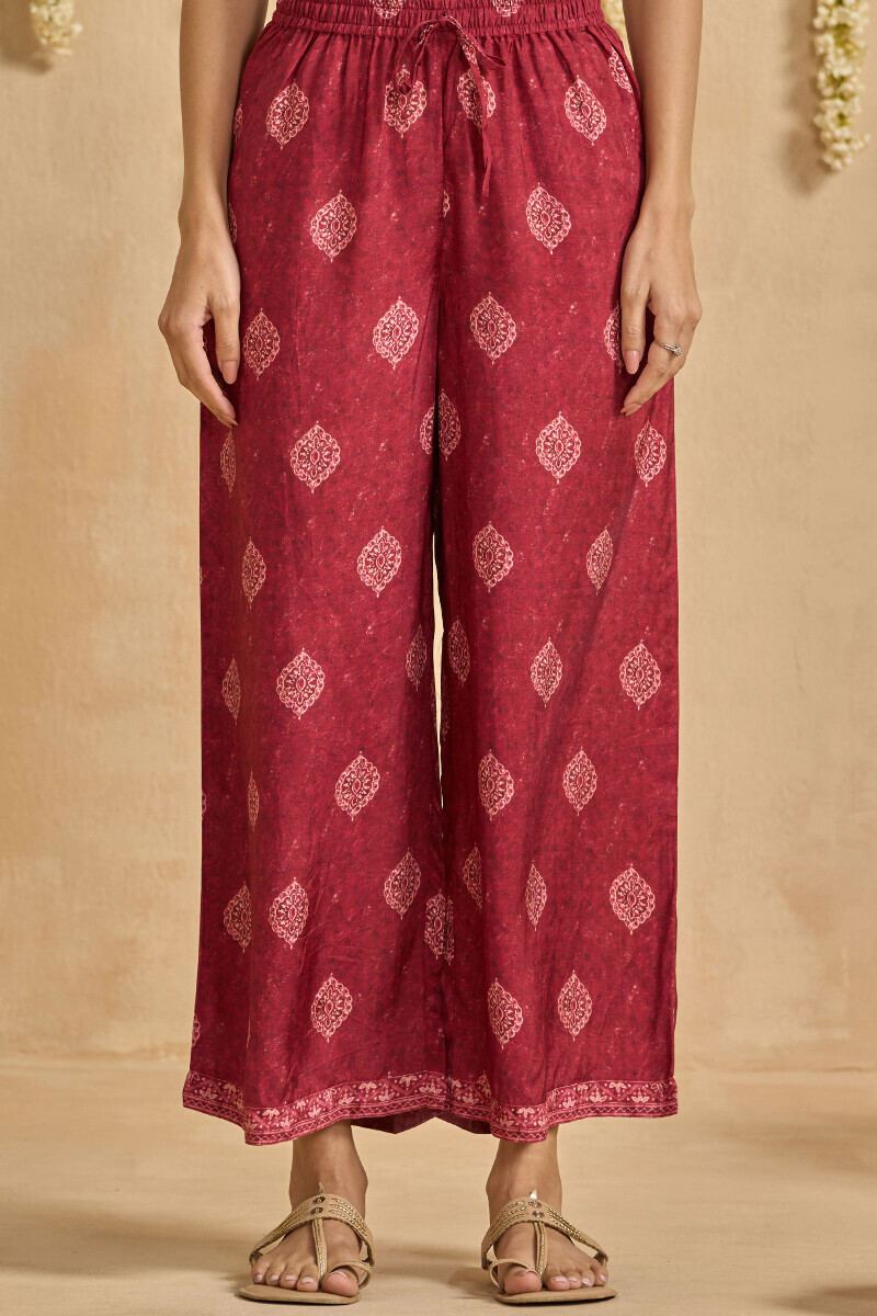 Maroon Printed Viscose Farsi