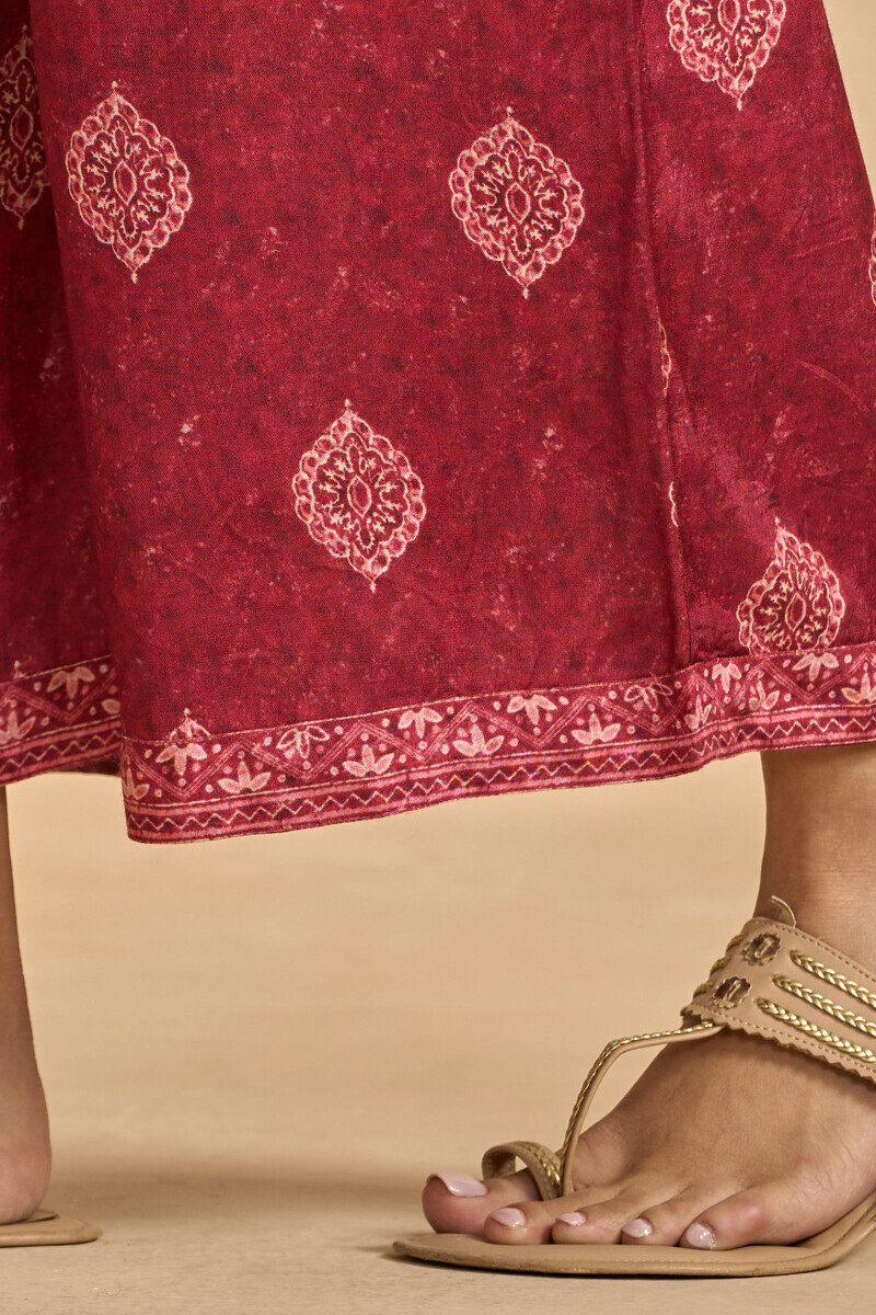 Maroon Printed Viscose Farsi