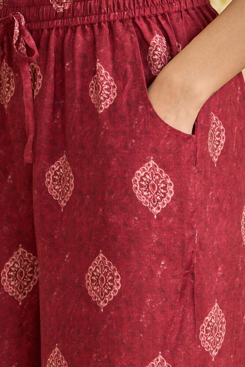 Maroon Printed Viscose Farsi