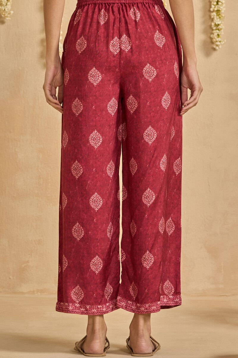 Maroon Printed Viscose Farsi