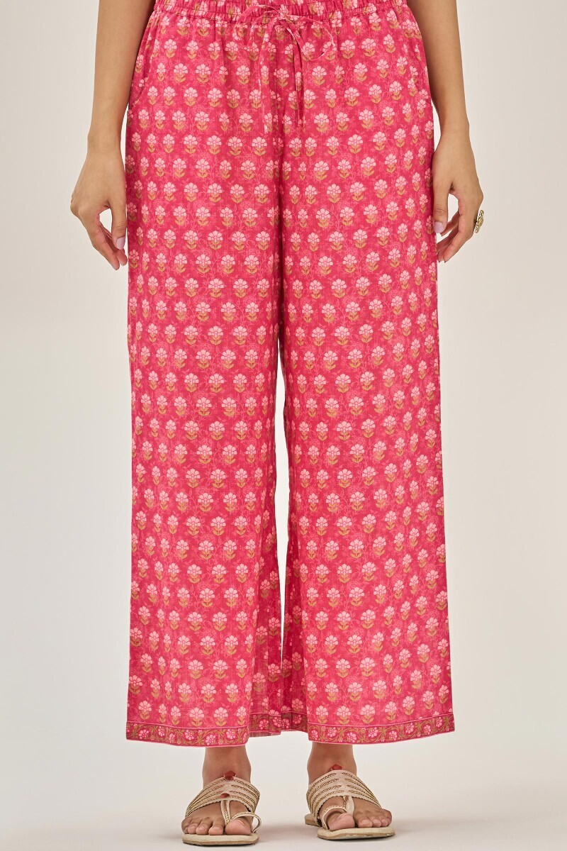 Pink Printed Cotton Slub Farsi