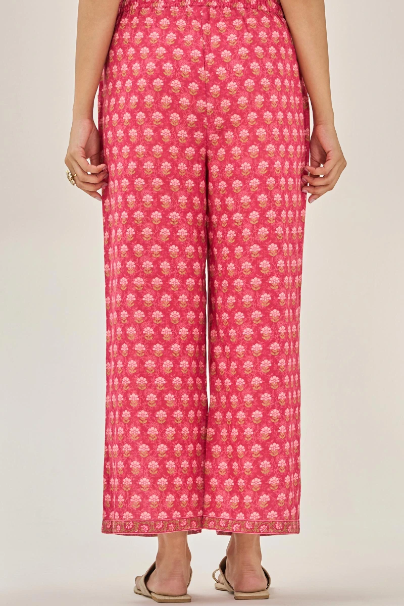 Pink Printed Cotton Slub Farsi