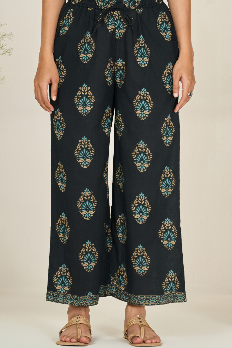 Black Printed Cotton Dobby Farsi