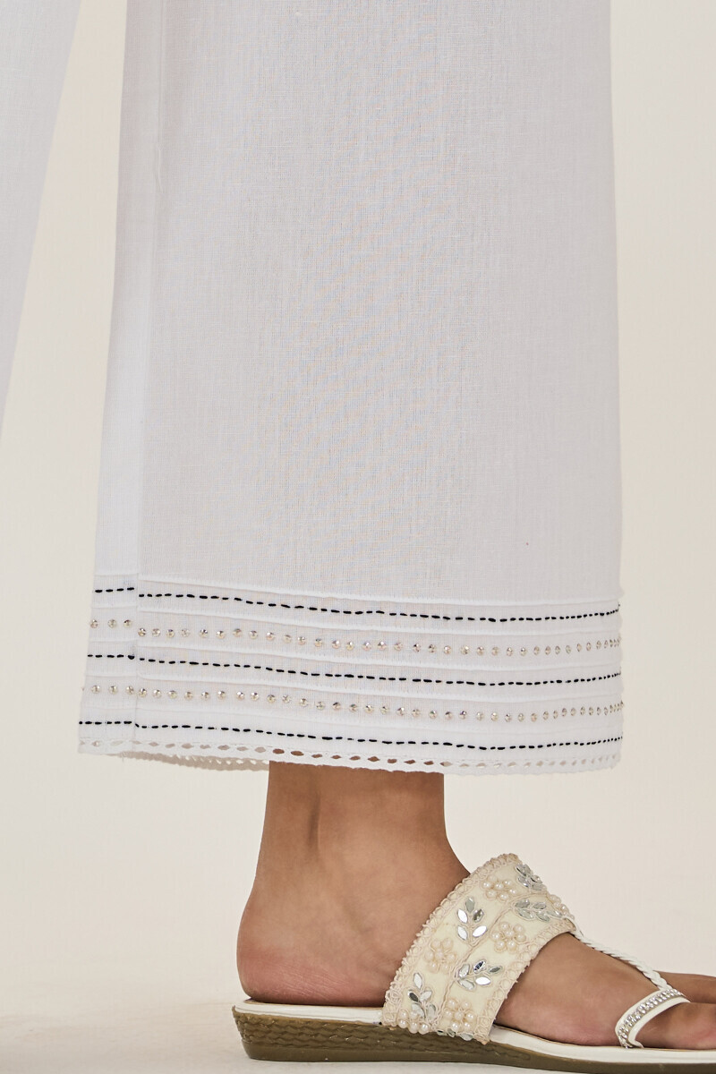 White Handcrafted Cotton Flax Farsi