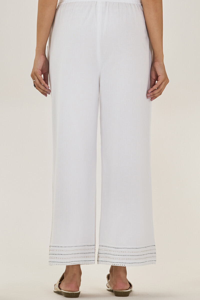 White Handcrafted Cotton Flax Farsi