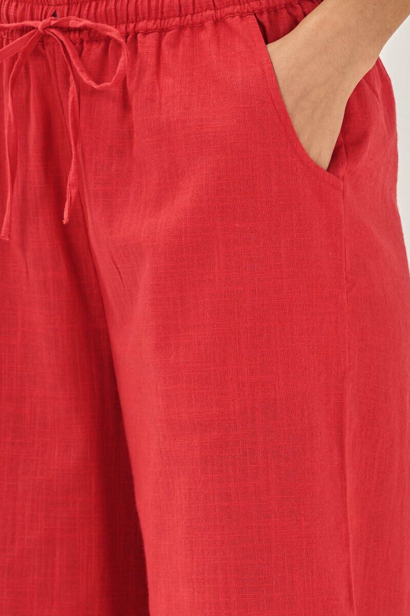 Red Handcrafted Guaze Slub Farsi