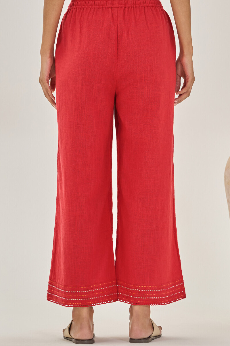 Red Handcrafted Guaze Slub Farsi
