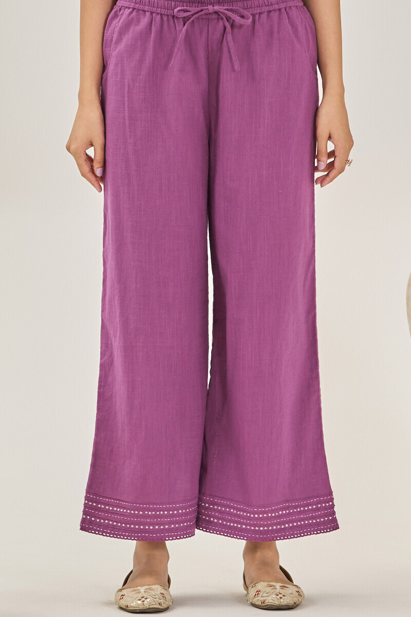 Purple Handcrafted Gauze Slub Farsi