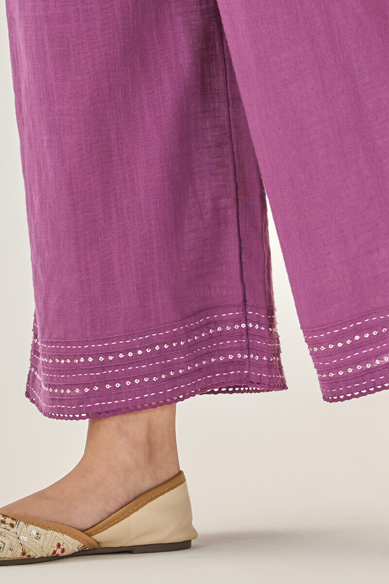 Purple Handcrafted Gauze Slub Farsi
