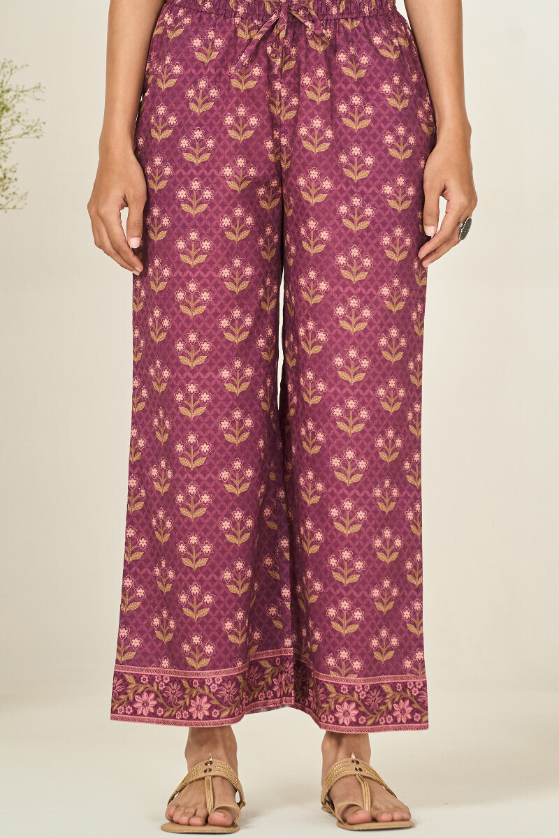 Purple Printed Cotton Farsi