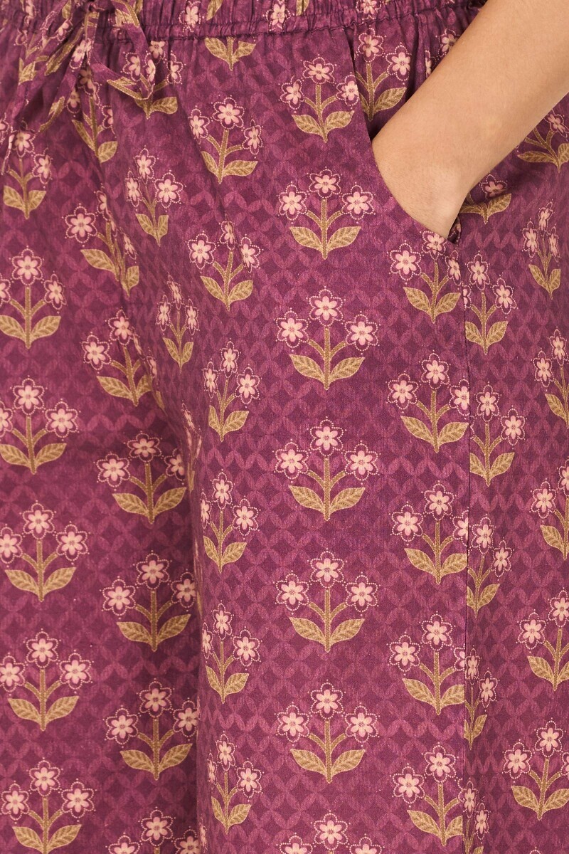 Purple Printed Cotton Farsi