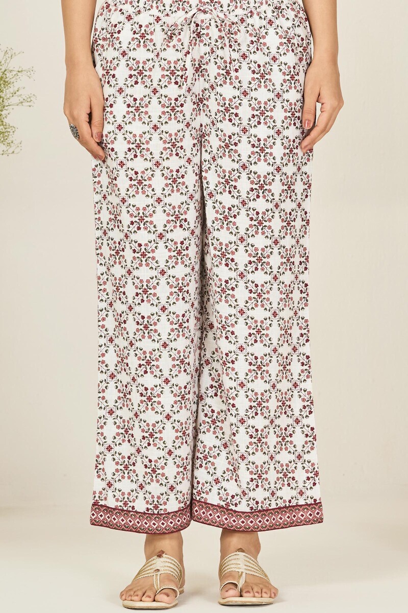 Off-White Hand Printed Cotton Slub Farsi