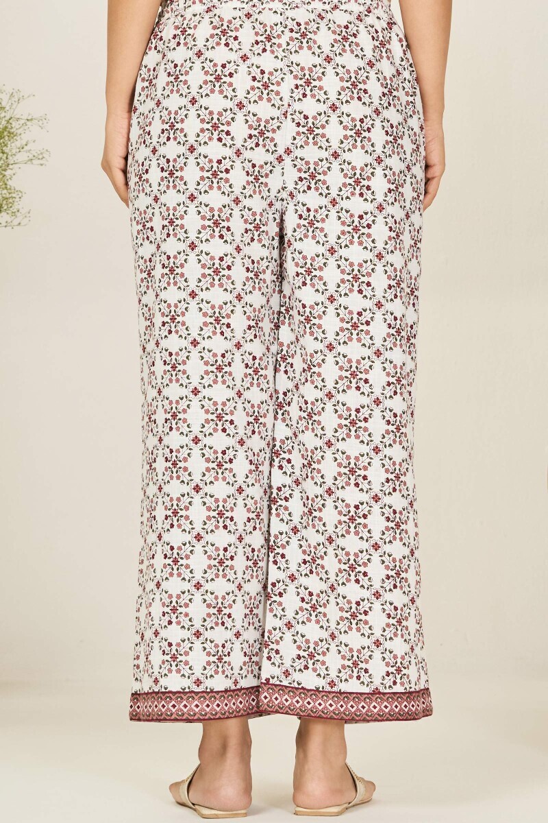 Off-White Hand Printed Cotton Slub Farsi