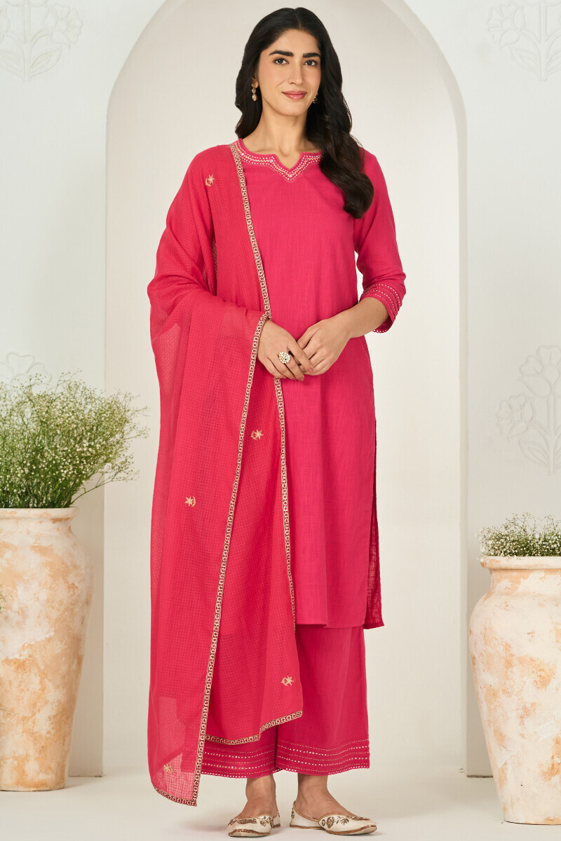 Pink Handcrafted Gauze Slub Farsi