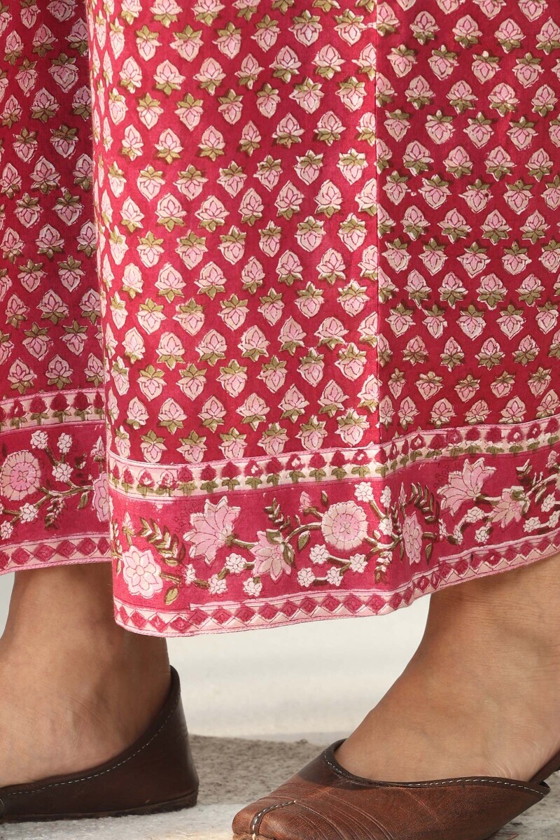 Pink Hand Block Printed Cotton Farsi