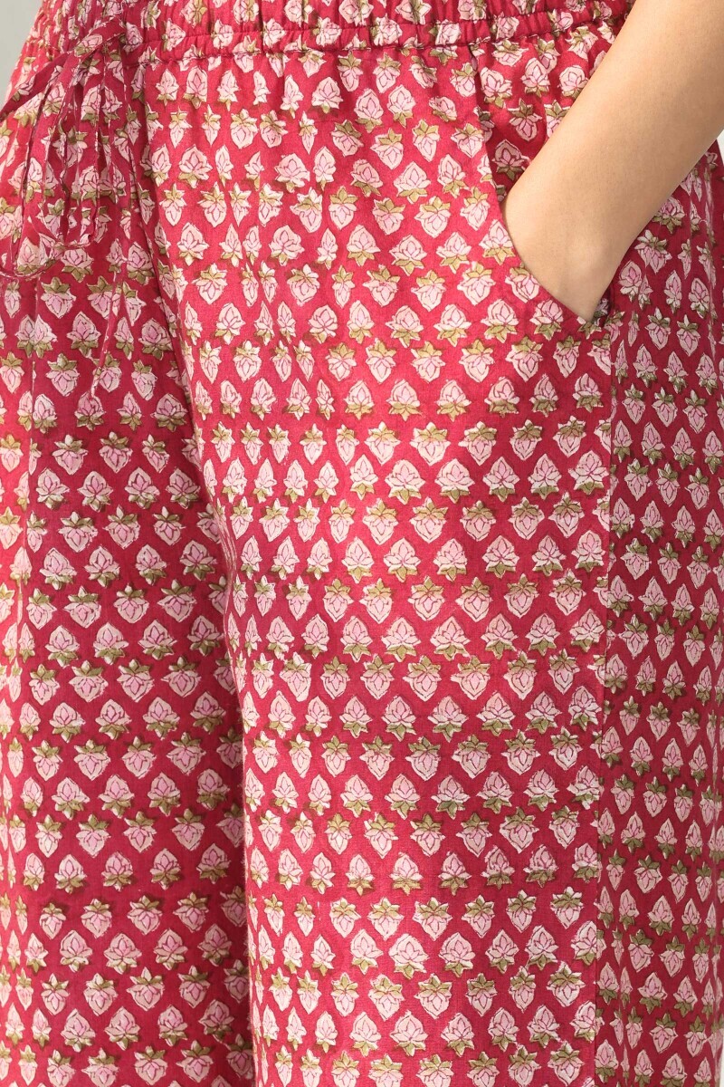 Pink Hand Block Printed Cotton Farsi