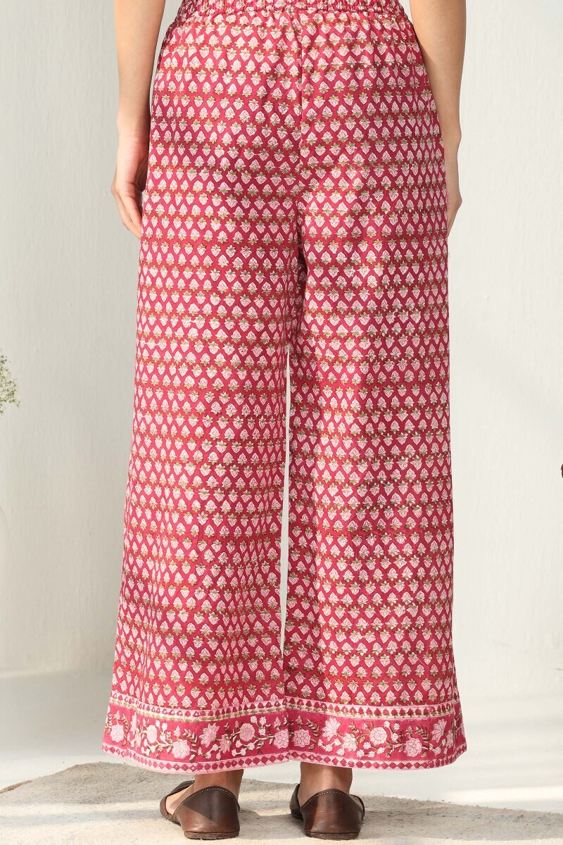 Pink Hand Block Printed Cotton Farsi