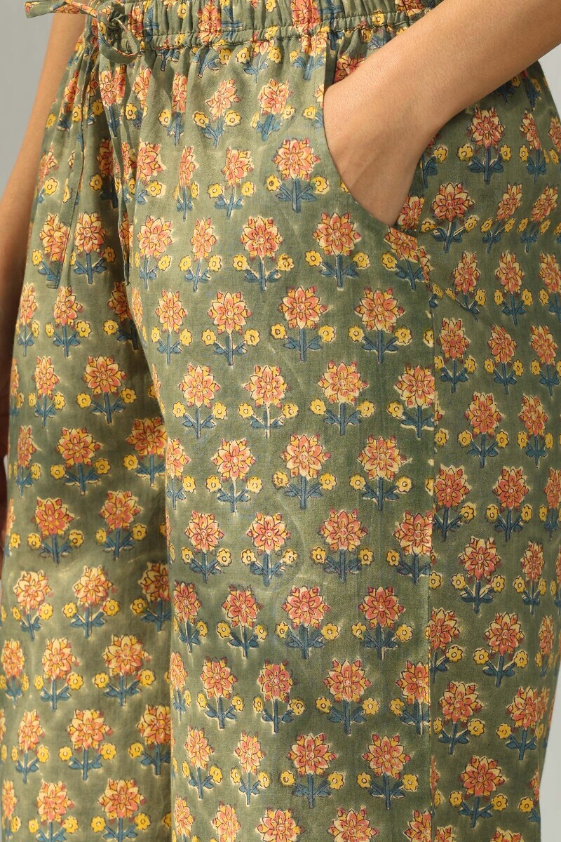 Green Hand Block Printed Cotton Farsi