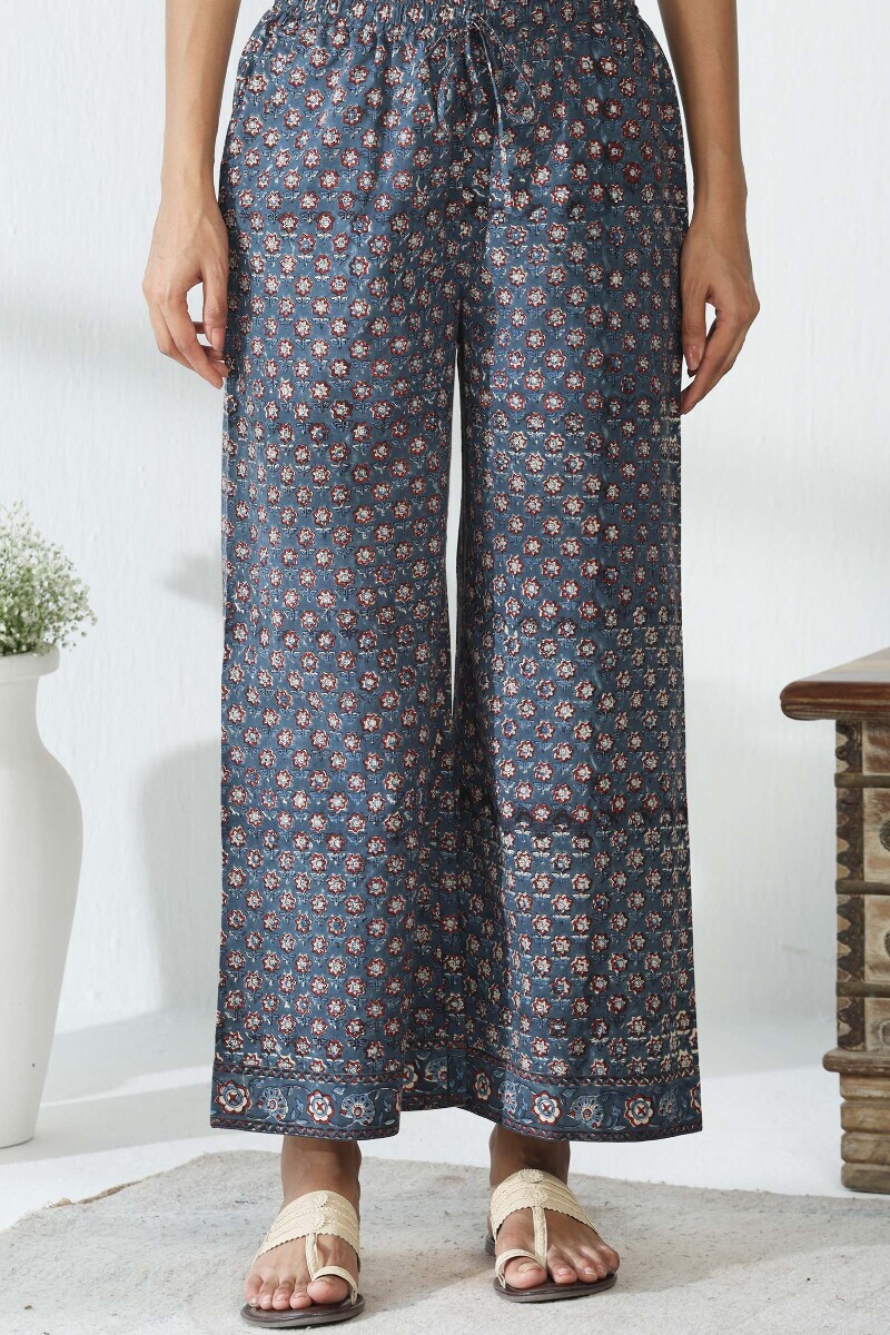 Indigo Hand Block Printed Cotton Farsi