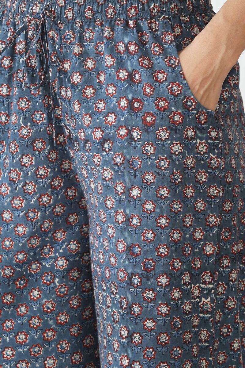 Indigo Hand Block Printed Cotton Farsi