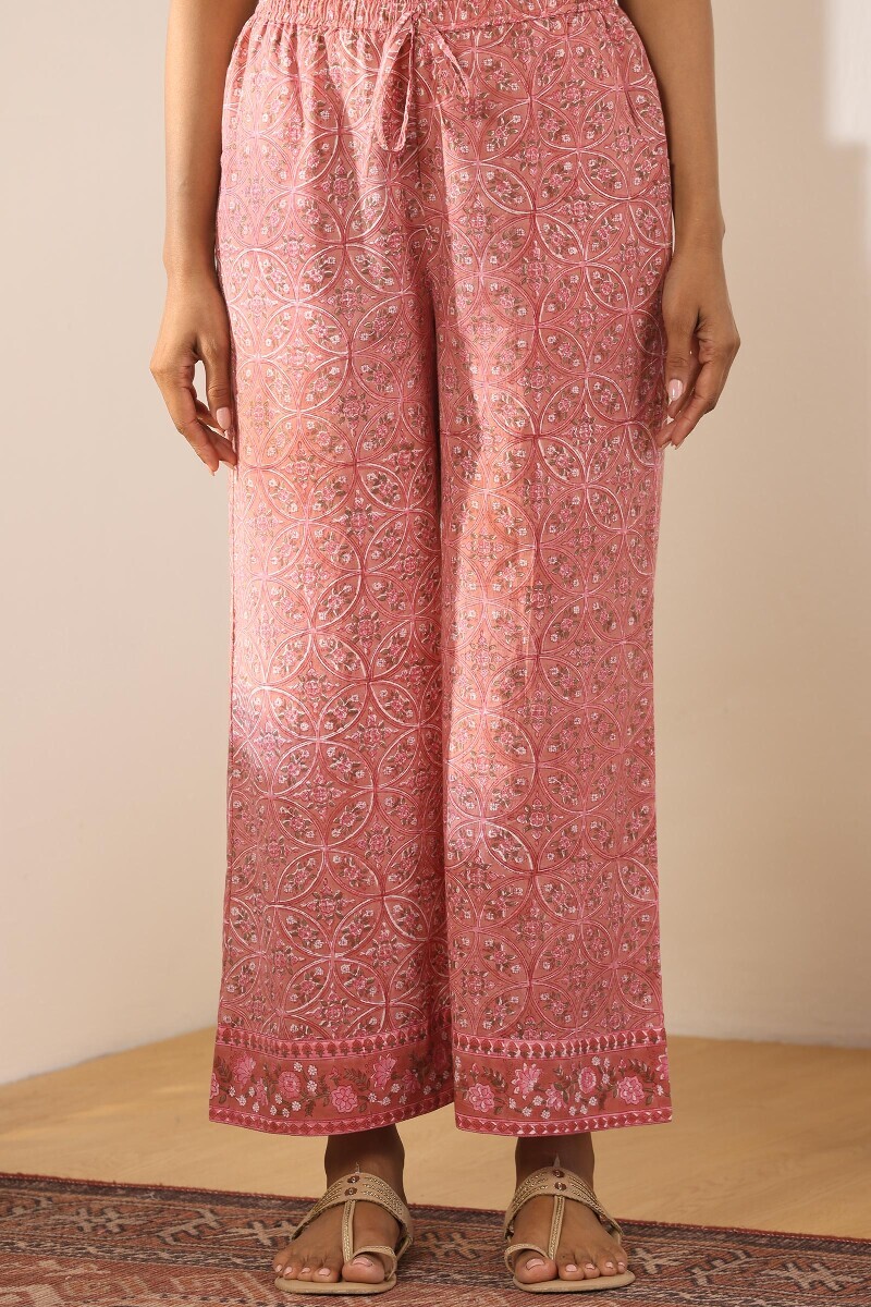 Pink Hand Block Printed Cotton Farsi