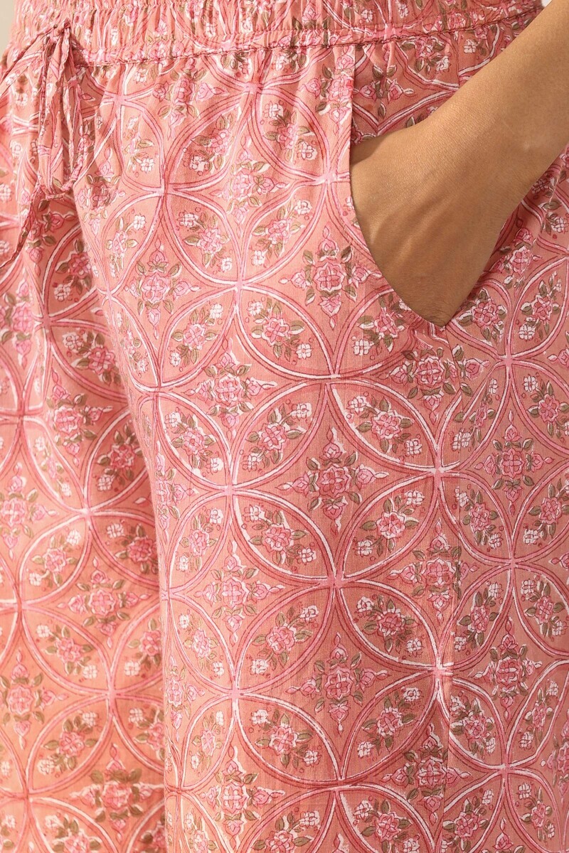 Pink Hand Block Printed Cotton Farsi