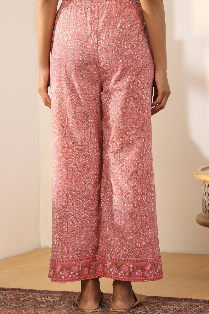 Pink Hand Block Printed Cotton Farsi