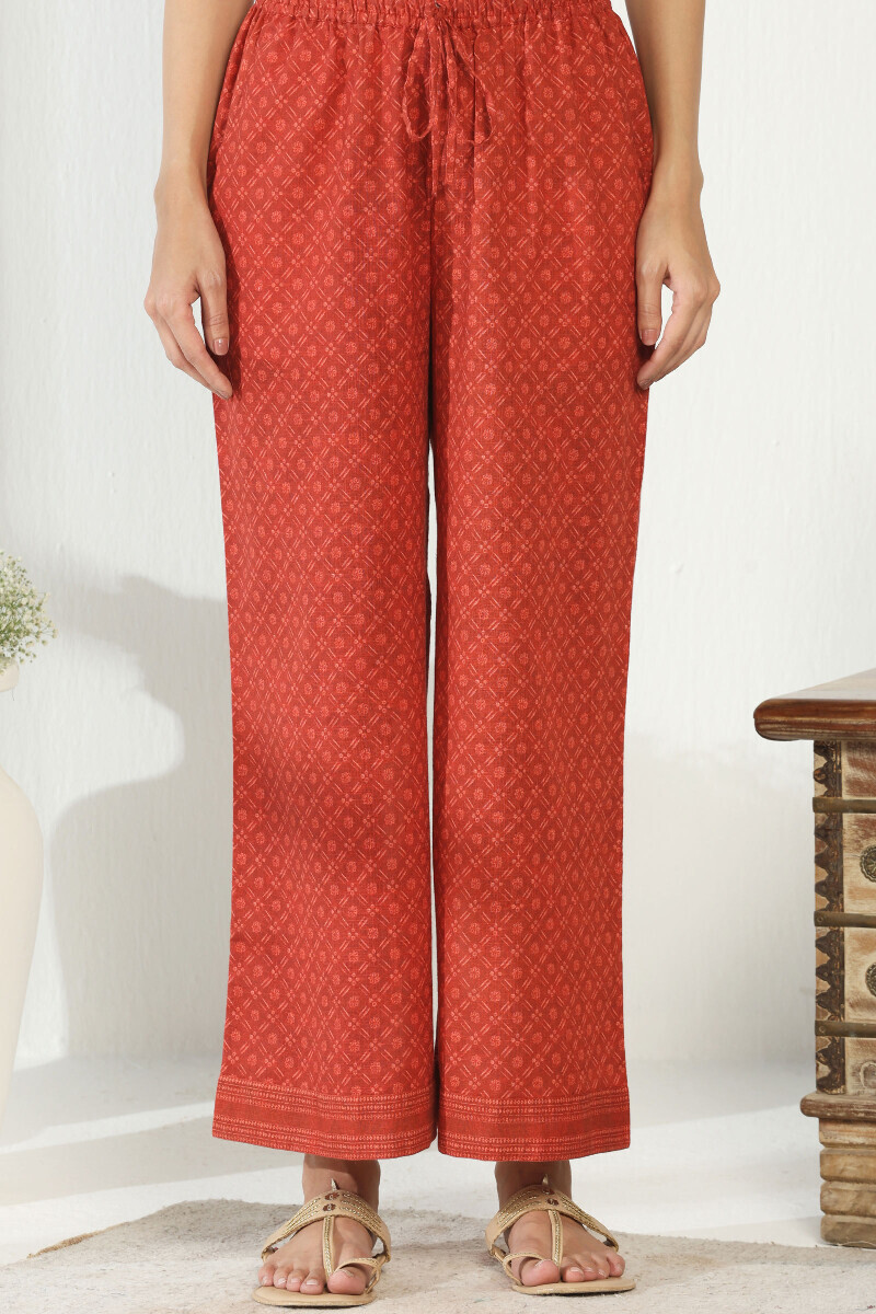 Red Printed Cotton Slub Farsi