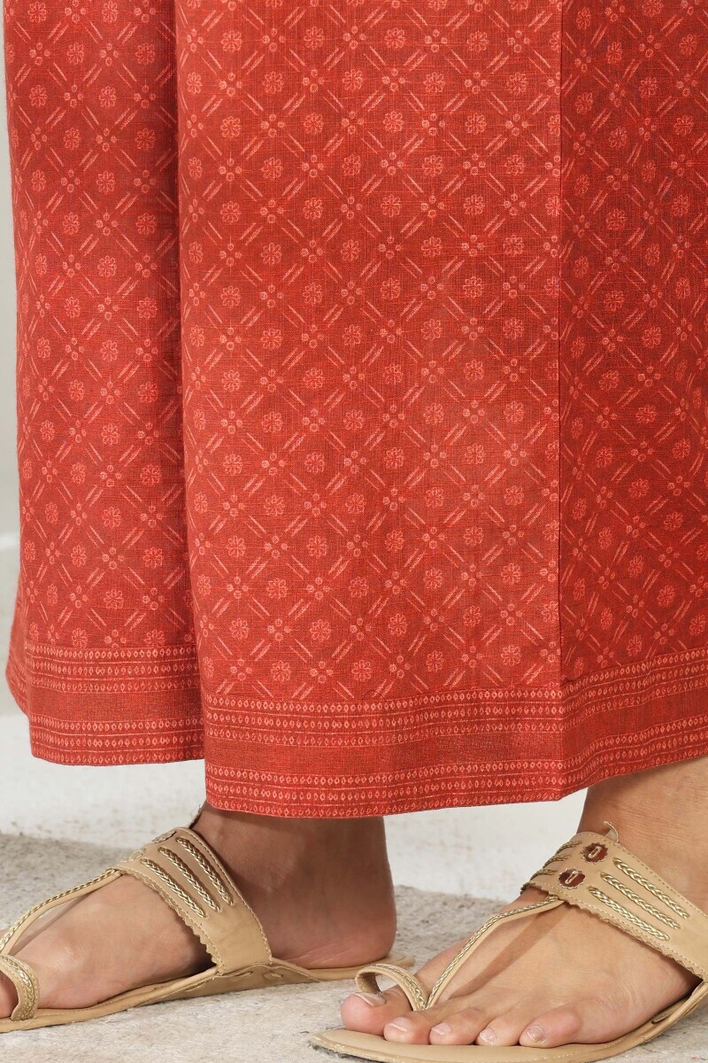 Red Printed Cotton Slub Farsi