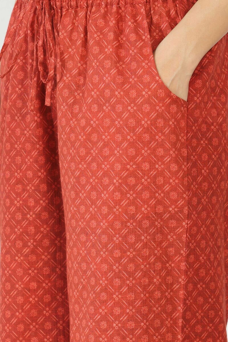 Red Printed Cotton Slub Farsi