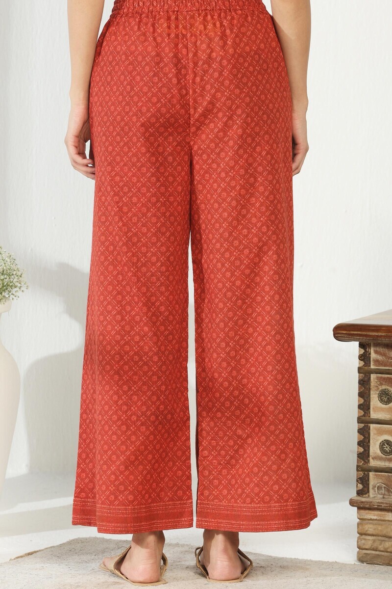 Red Printed Cotton Slub Farsi