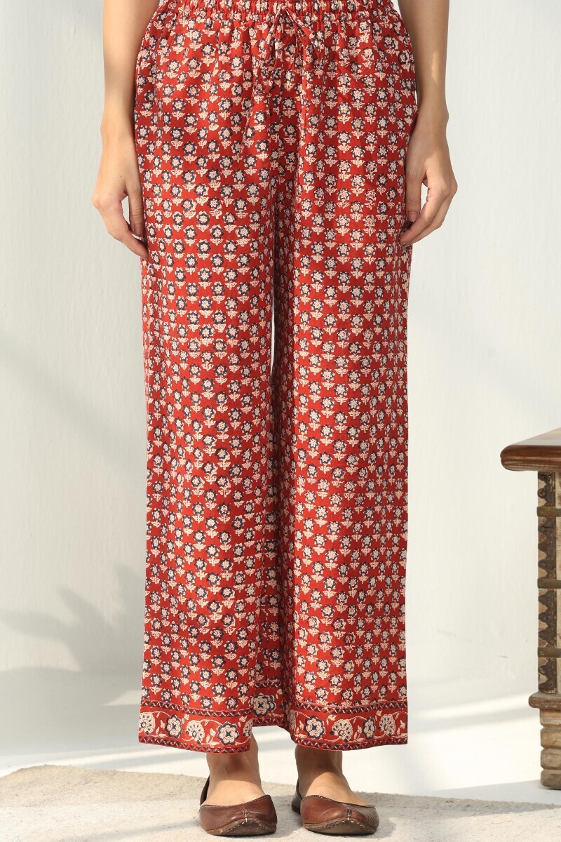 Red Hand Block Printed Cotton Farsi