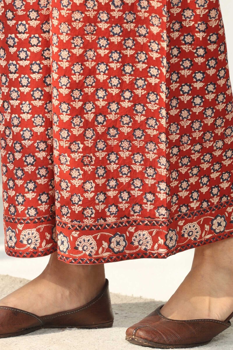 Red Hand Block Printed Cotton Farsi