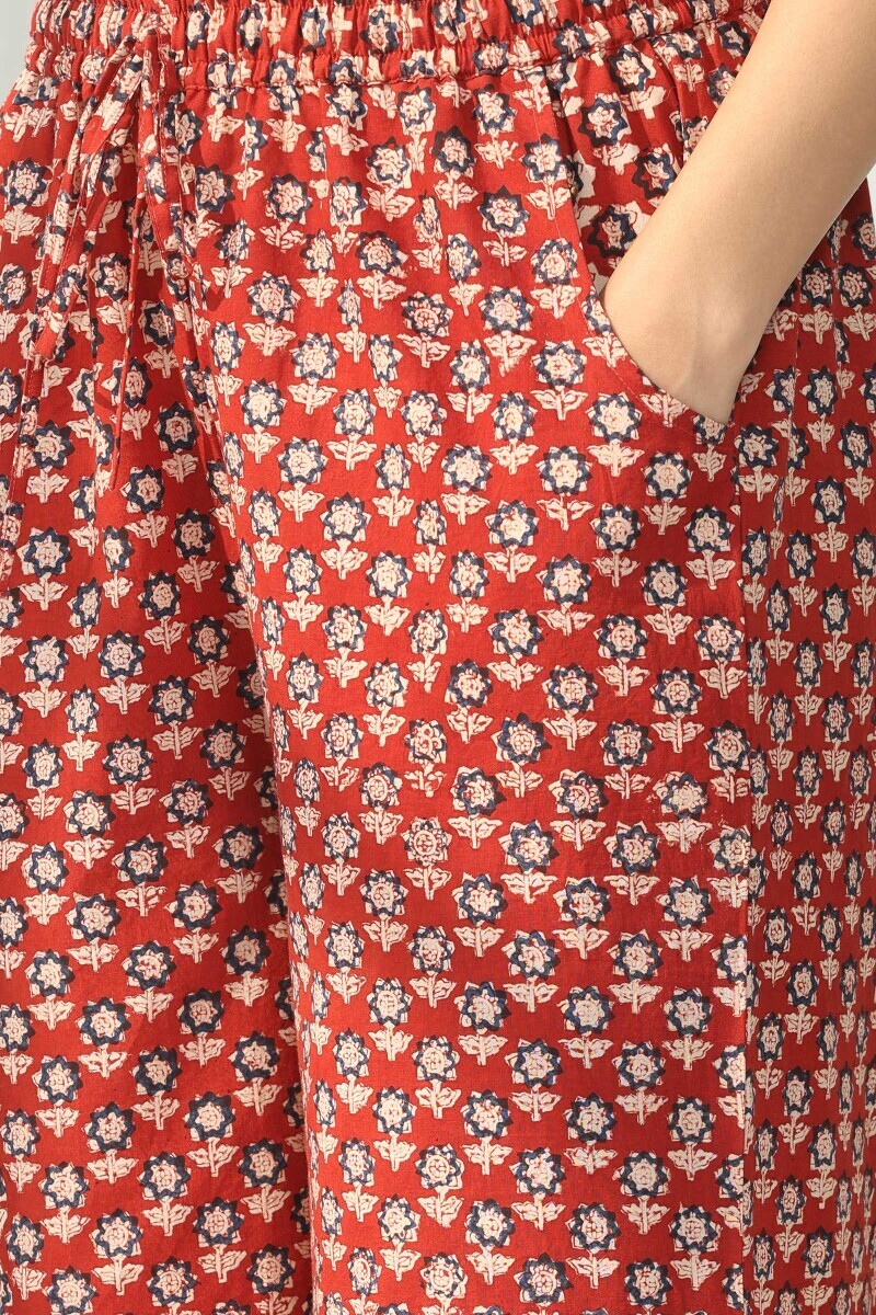 Red Hand Block Printed Cotton Farsi