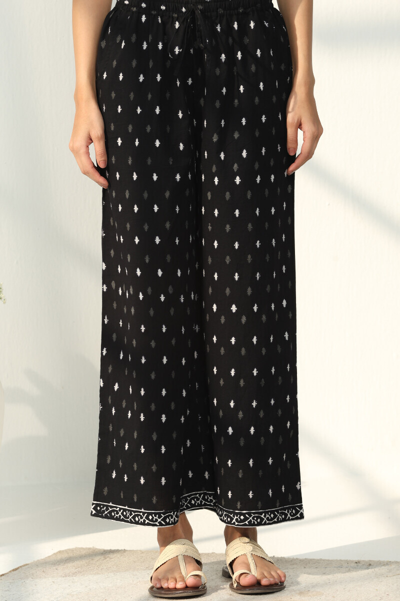 Black Hand Block Printed Cotton Farsi