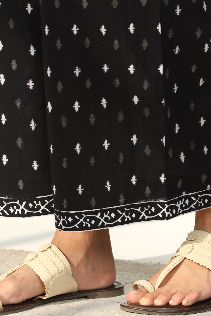 Black Hand Block Printed Cotton Farsi