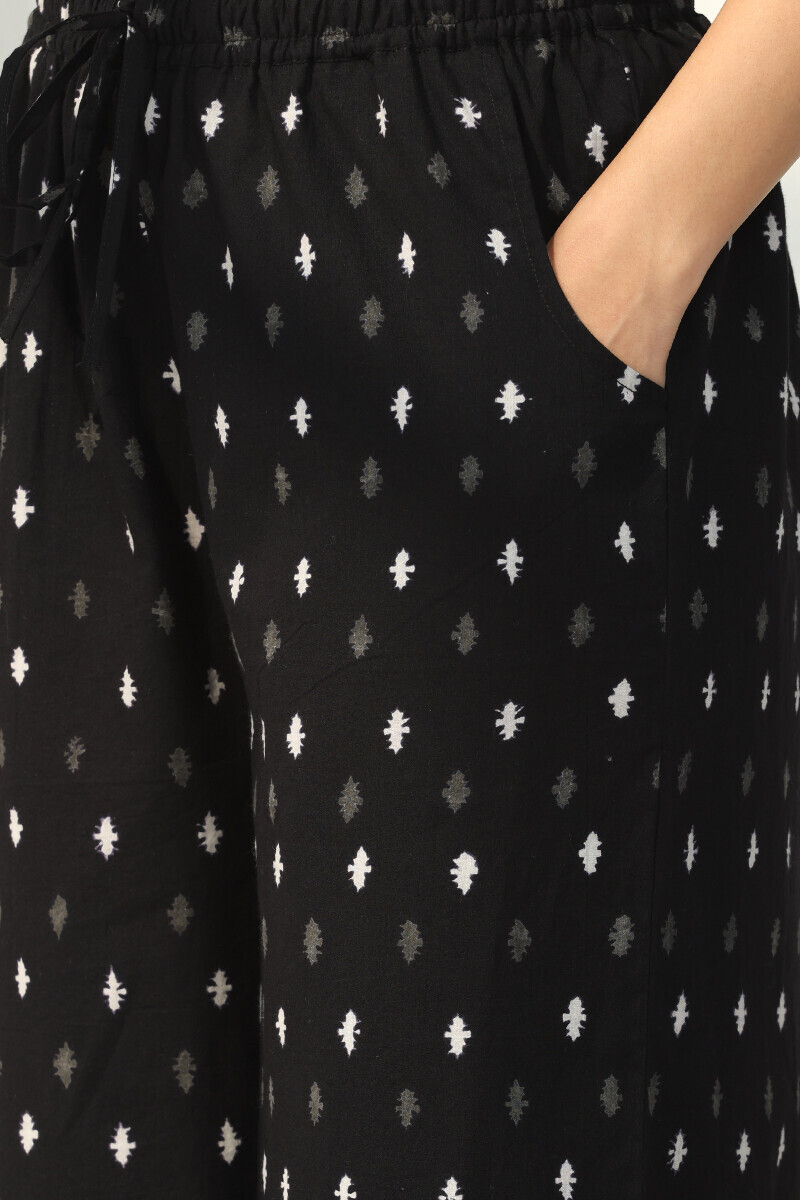 Black Hand Block Printed Cotton Farsi