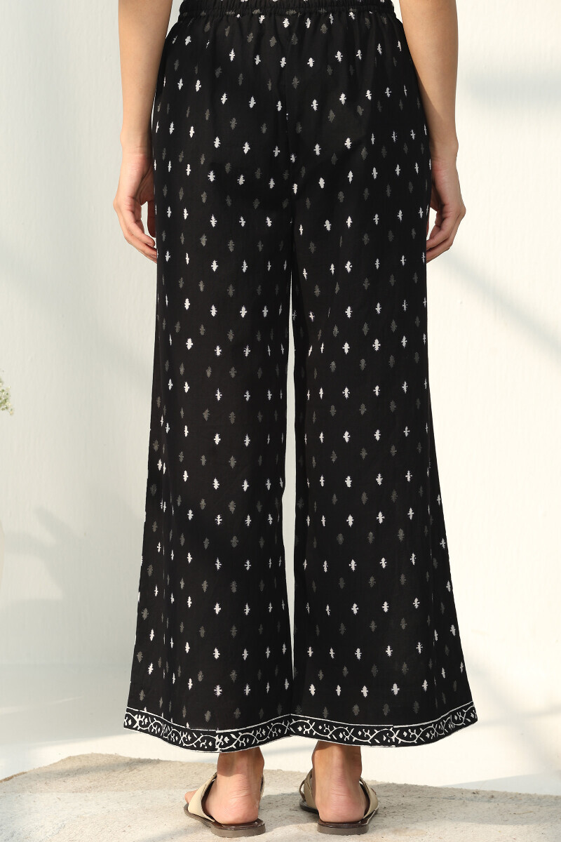 Black Hand Block Printed Cotton Farsi