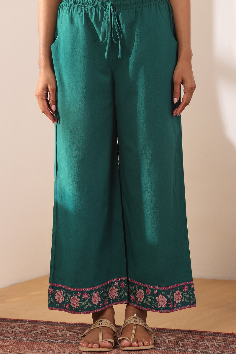 Teal Printed Cotton Farsi