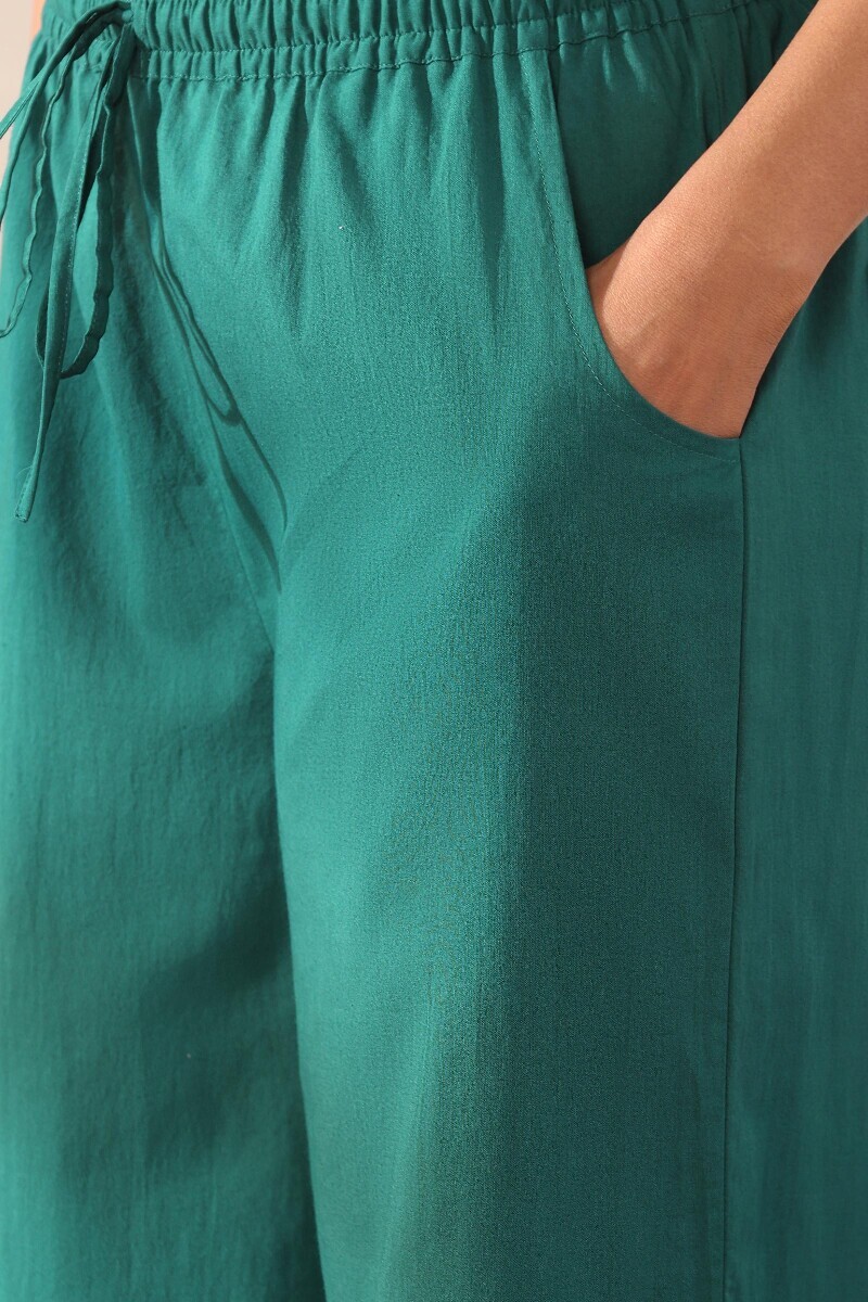 Teal Printed Cotton Farsi