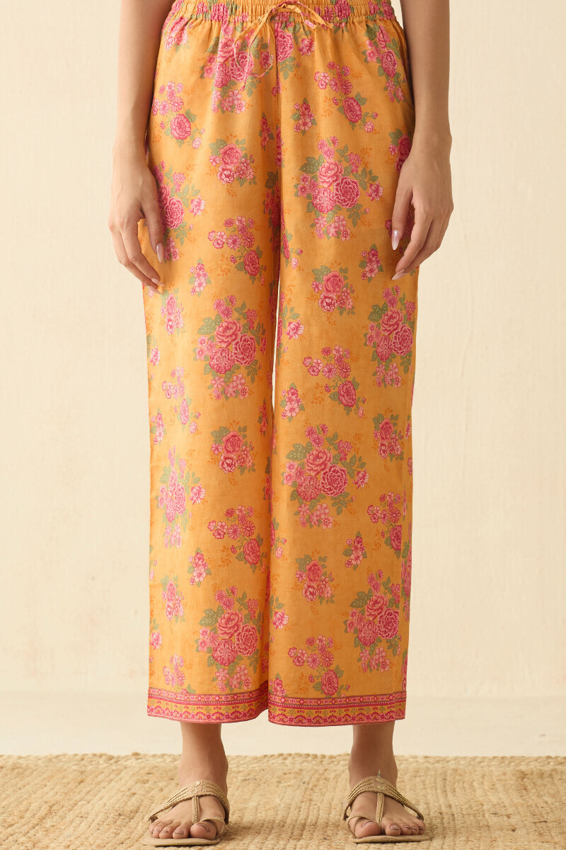 Mustard Printed Cotton Farsi